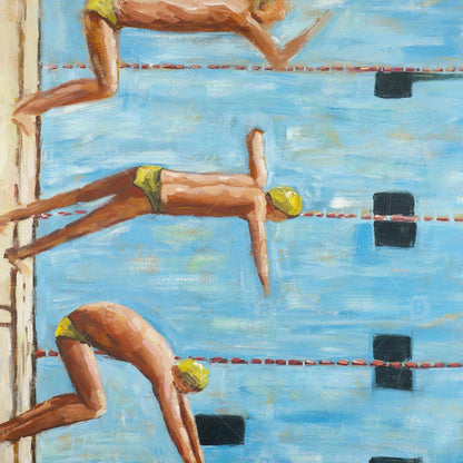 Swimmers Blue Canvas - Figurative Art for Home Decor