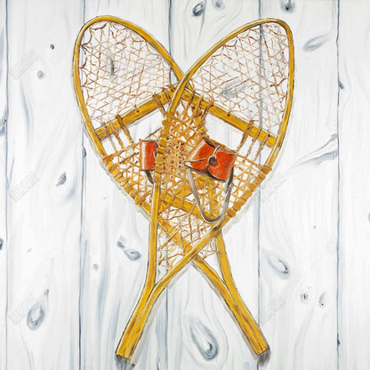 Toile Raquettes à neige vintage en bois | Décoration d'intérieur Sports et jeux