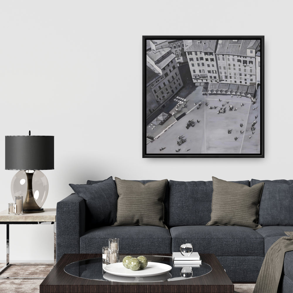 Piazza del Campo Italie Toile monochrome | Art de décoration intérieure