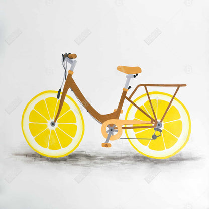 Toile encadrée Brown Gastronomie - Décoration d'intérieur à motif de vélo citronné