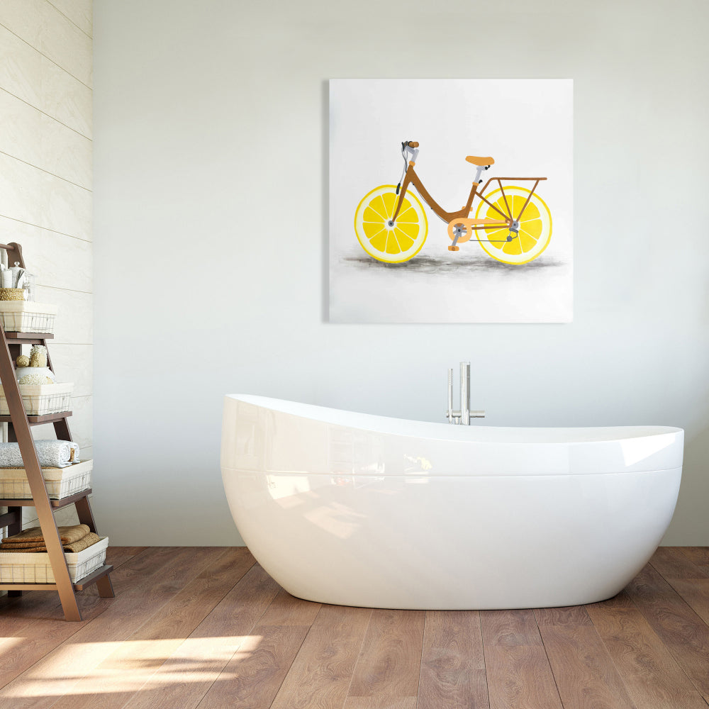 Lemon Wheel Bike Canvas | Hobbies Illustrative Bedroom Decor