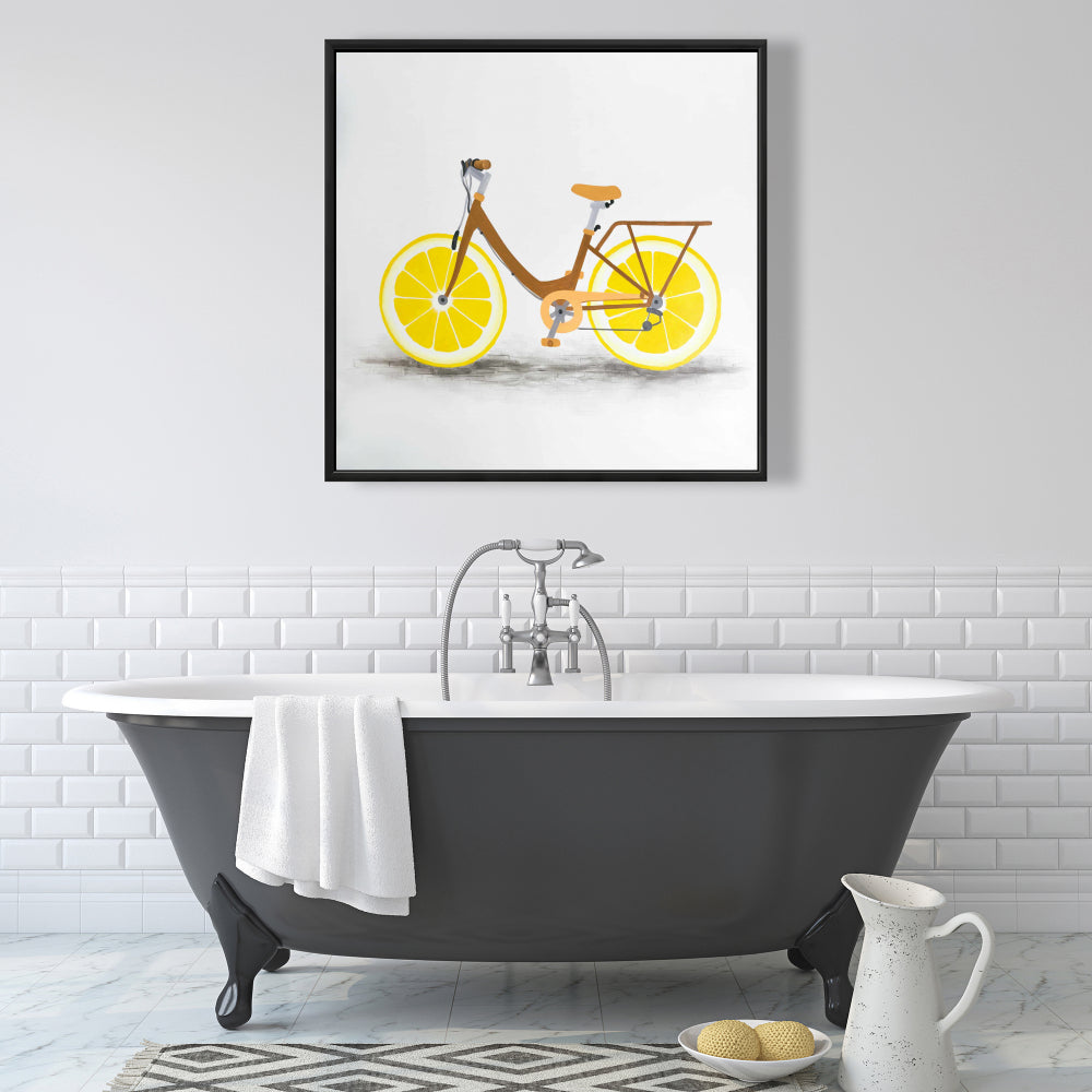Toile encadrée Brown Gastronomie - Décoration d'intérieur à motif de vélo citronné