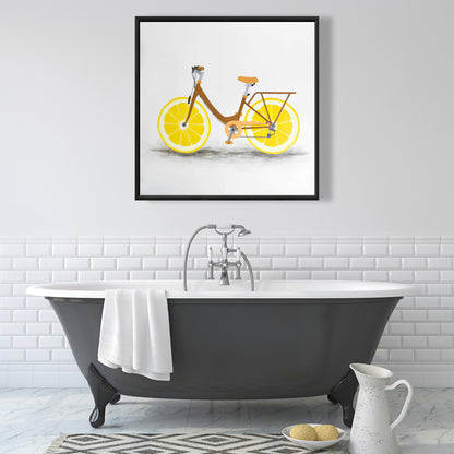 Toile encadrée Brown Gastronomie - Décoration d'intérieur à motif de vélo citronné