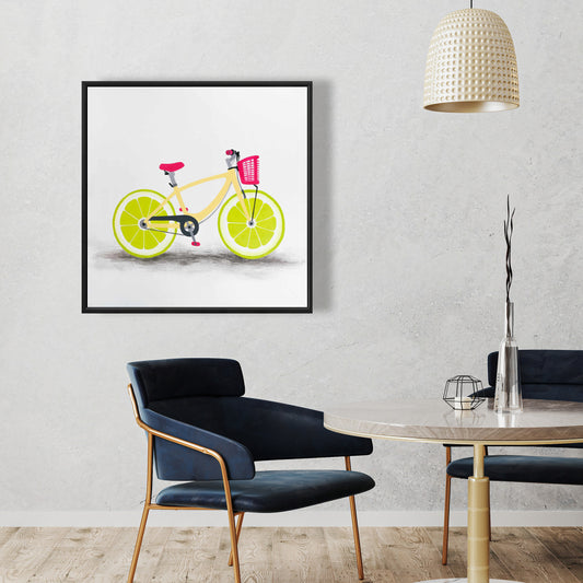 Toile « Vélo à roue de citron vert » | Décoration murale gastronomique pour chambre à coucher