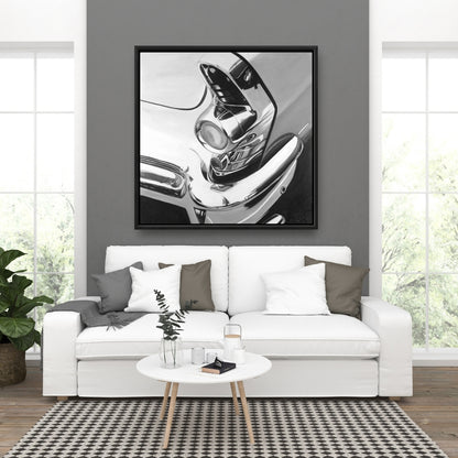 White Monochrome Bedroom Canvas - Beautiful Chrome Car Decor