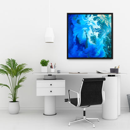 Toile encadrée pour chambre côtière - Vue satellite des îles Mergui