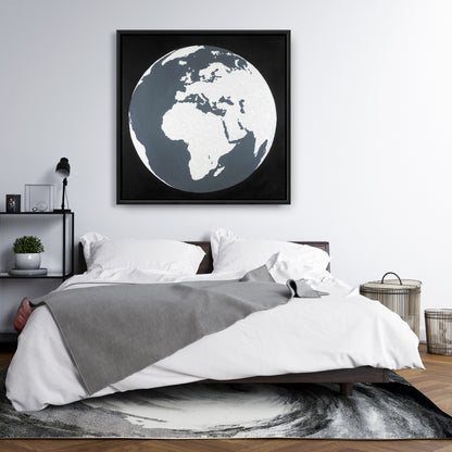 Toile astronomique panoramique sur la Terre | Décoration d'intérieur avec cadre bleu