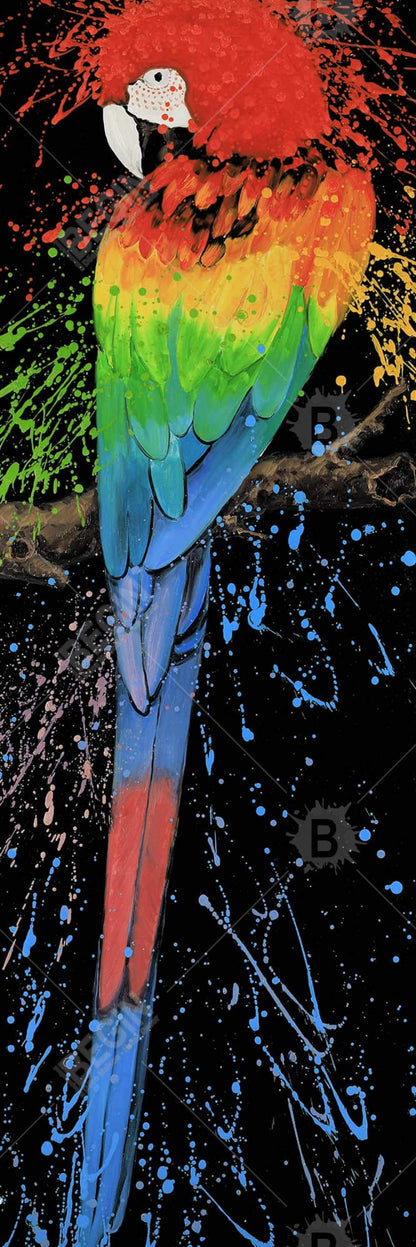 Toile Perroquet arc-en-ciel | Décoration de chambre bleue | Art contemporain