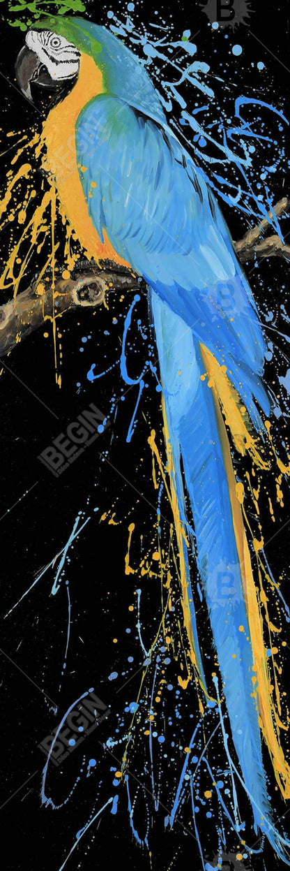 Blue Macaw Parrot Canvas - Bird Bedroom Decor | Blue Framed