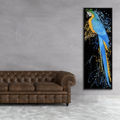 Blue Macaw Parrot Canvas - Bird Bedroom Decor | Blue Framed
