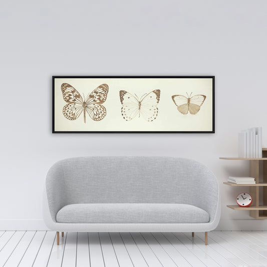 Toile Papillons sépia – Décoration d'intérieur rustique encadrée d'insectes
