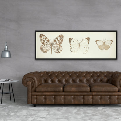 Toile Papillons sépia – Décoration d'intérieur rustique encadrée d'insectes