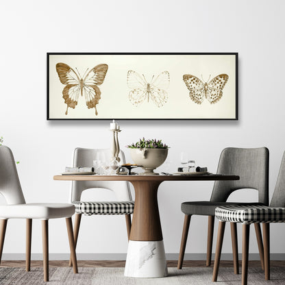 Croquis de papillons sur toile marron - Décoration d'intérieur contemporaine