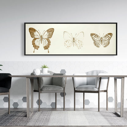 Croquis de papillons sur toile marron - Décoration d'intérieur contemporaine