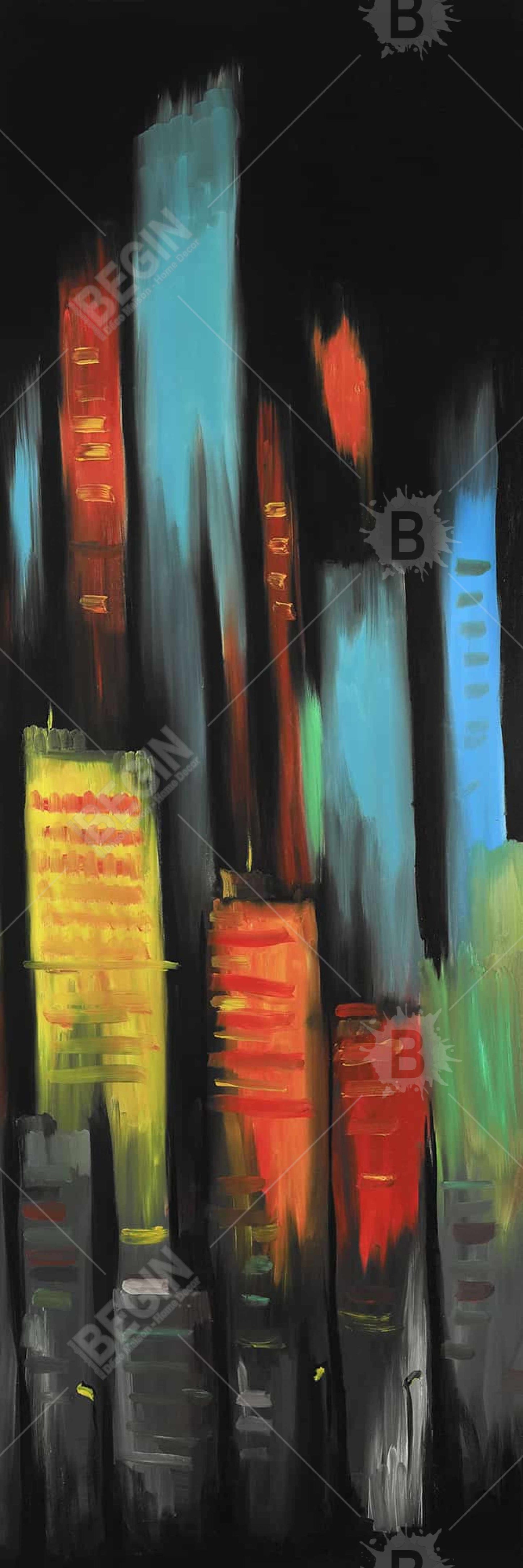 Toile encadrée abstraite de grands immeubles | Décoration de chambre moderne