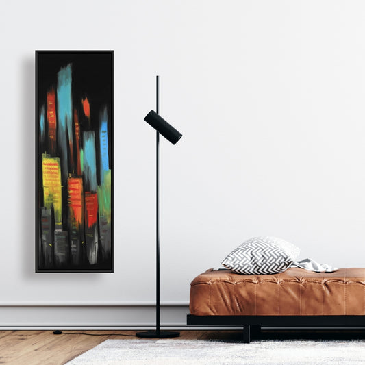 Toile encadrée abstraite de grands immeubles | Décoration de chambre moderne