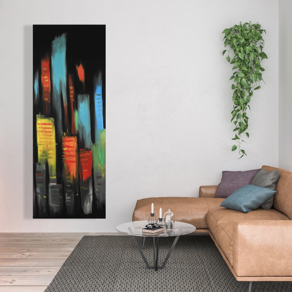 Abstract Tall Buildings Canvas - Black Contemporary Bedroom Decor