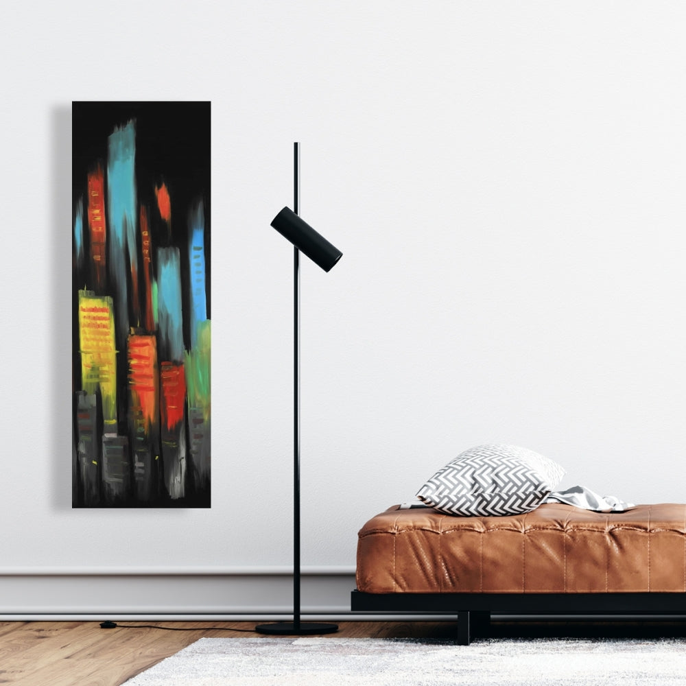 Abstract Tall Buildings Canvas - Black Contemporary Bedroom Decor