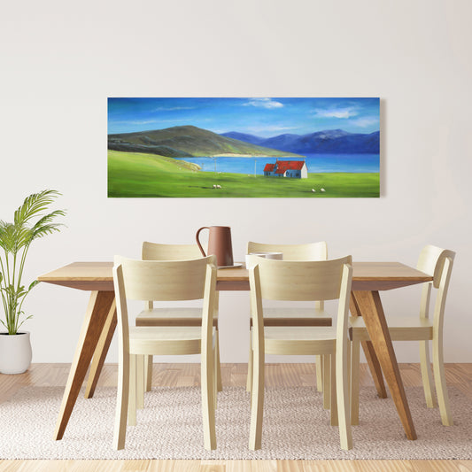 Blue Trees Coastal Canvas - Scottish Highlands Red Roof House