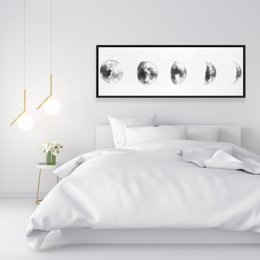 Black and White Eclipse Canvas | Monochrome Bedroom Decor