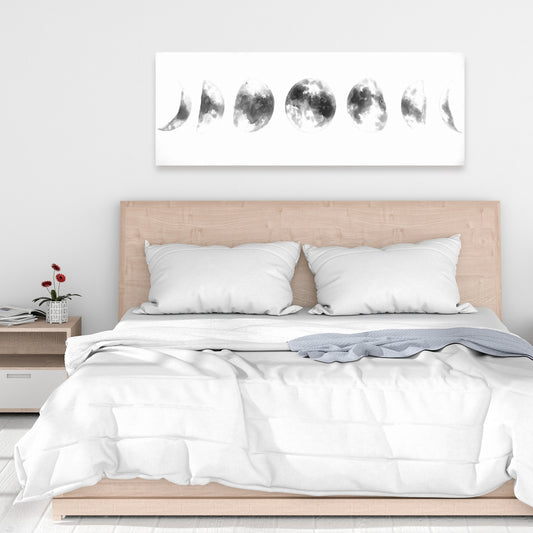 Minimalist White Bedroom Canvas - Eclipse in Several Phases