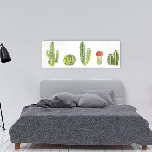 Green Floral Canvas | Watercolor Small Cactus Set Decor