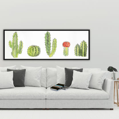 Toile de cactus exotiques pour chambre à coucher | Décoration botanique aquarelle