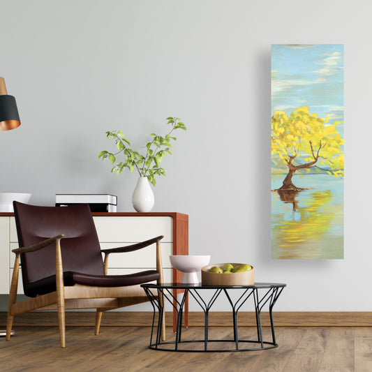 Toile Paysage printanier Arbres bleus | Décoration de chambre