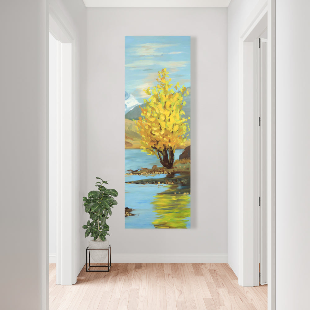 Toile « Arbre jaune et reflets » | Décoration murale moderne pour chambre à coucher