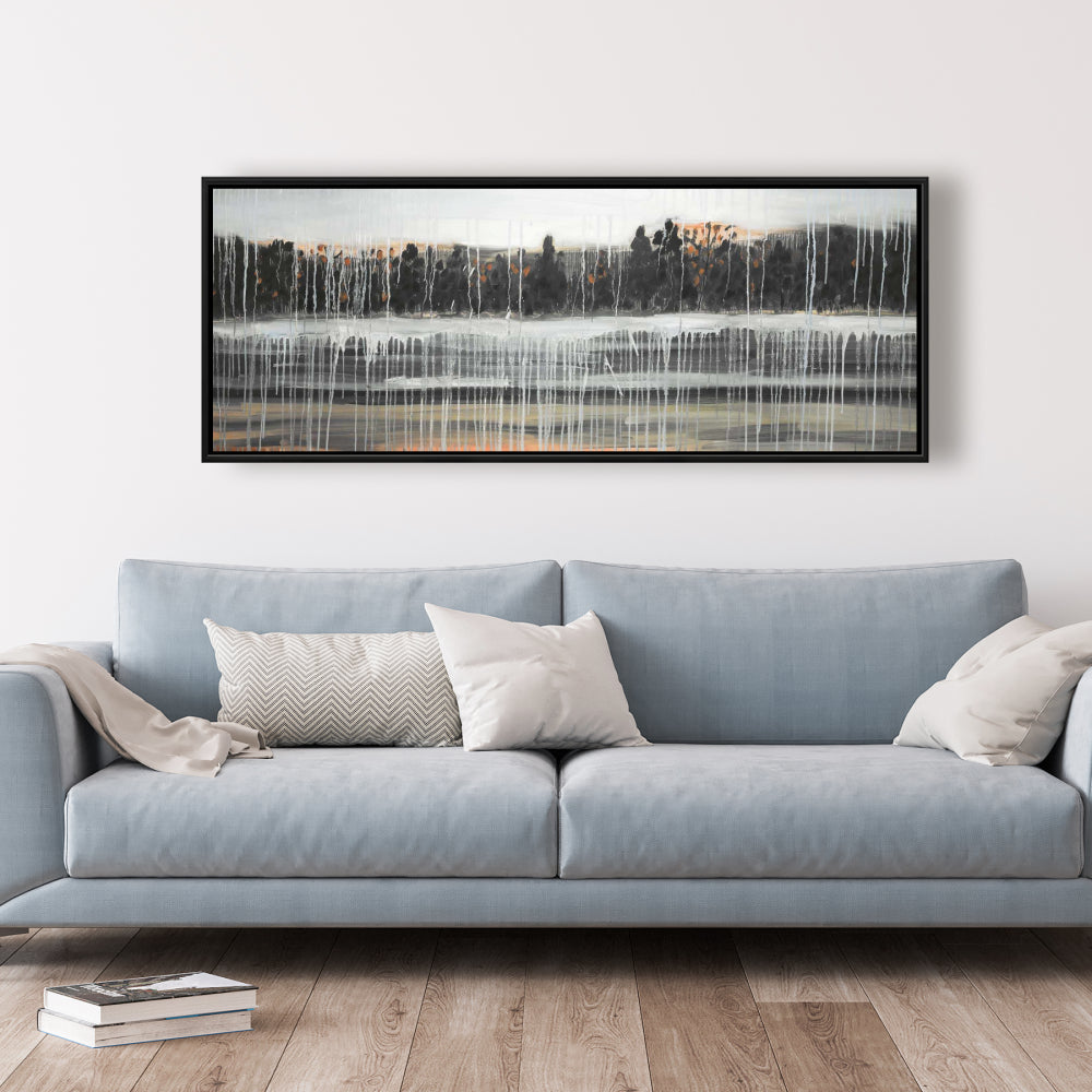 Toile Paysage d'automne pluvieux | Décoration de chambre grise | Art de la maison