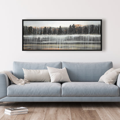 Toile Paysage d'automne pluvieux | Décoration de chambre grise | Art de la maison