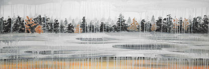 Winter Fir Landscape Canvas | Gray Trees Home Decor Art
