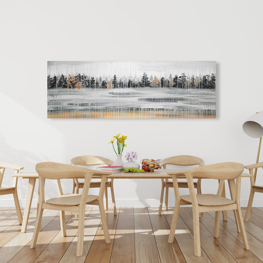 Winter Fir Landscape Canvas | Gray Trees Home Decor Art