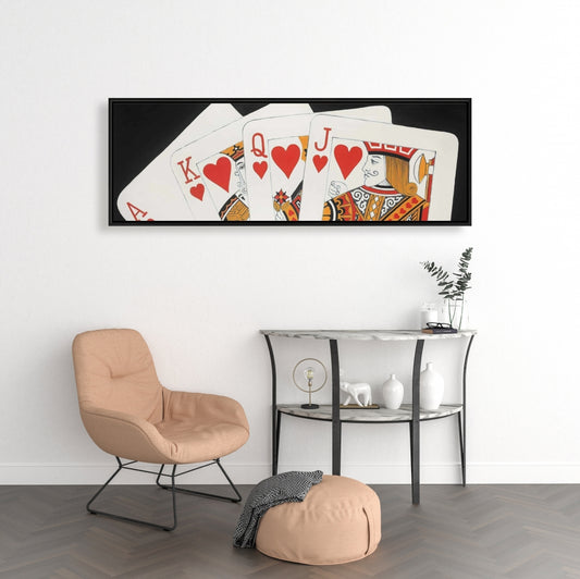 Heart Royal Flush Canvas | Man Cave Decor | Framed Art