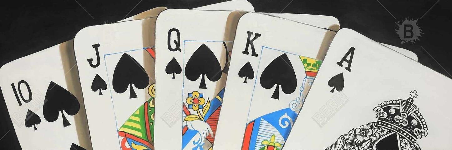 Toile encadrée « Jeu de cartes : Pique Quinte Royale » | Décoration d'intérieur