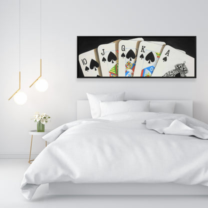 Toile encadrée « Jeu de cartes : Pique Quinte Royale » | Décoration d'intérieur