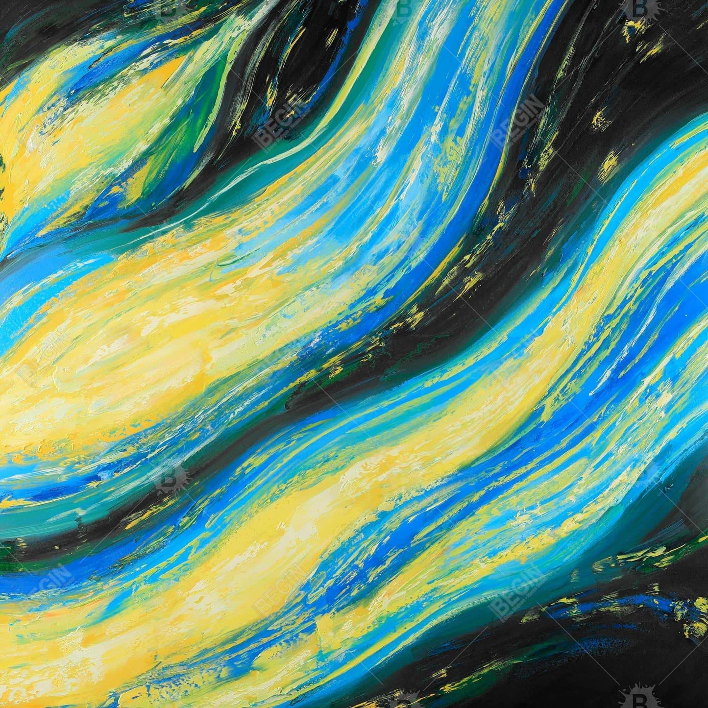 Liquid Magic Wave | Blue Abstract Canvas for Bedroom Decor