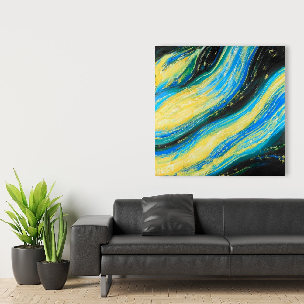 Liquid Magic Wave | Blue Abstract Canvas for Bedroom Decor