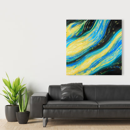Liquid Magic Wave | Blue Abstract Canvas for Bedroom Decor