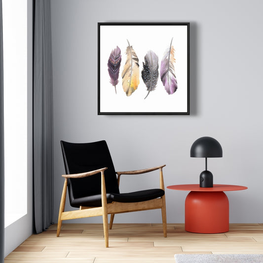 Ensemble de plumes bohèmes - Toile encadrée violette | Décoration d'intérieur