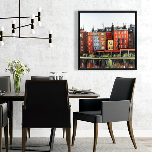 Boston Fall Colors Buildings Canvas | Blue Cities Home Decor