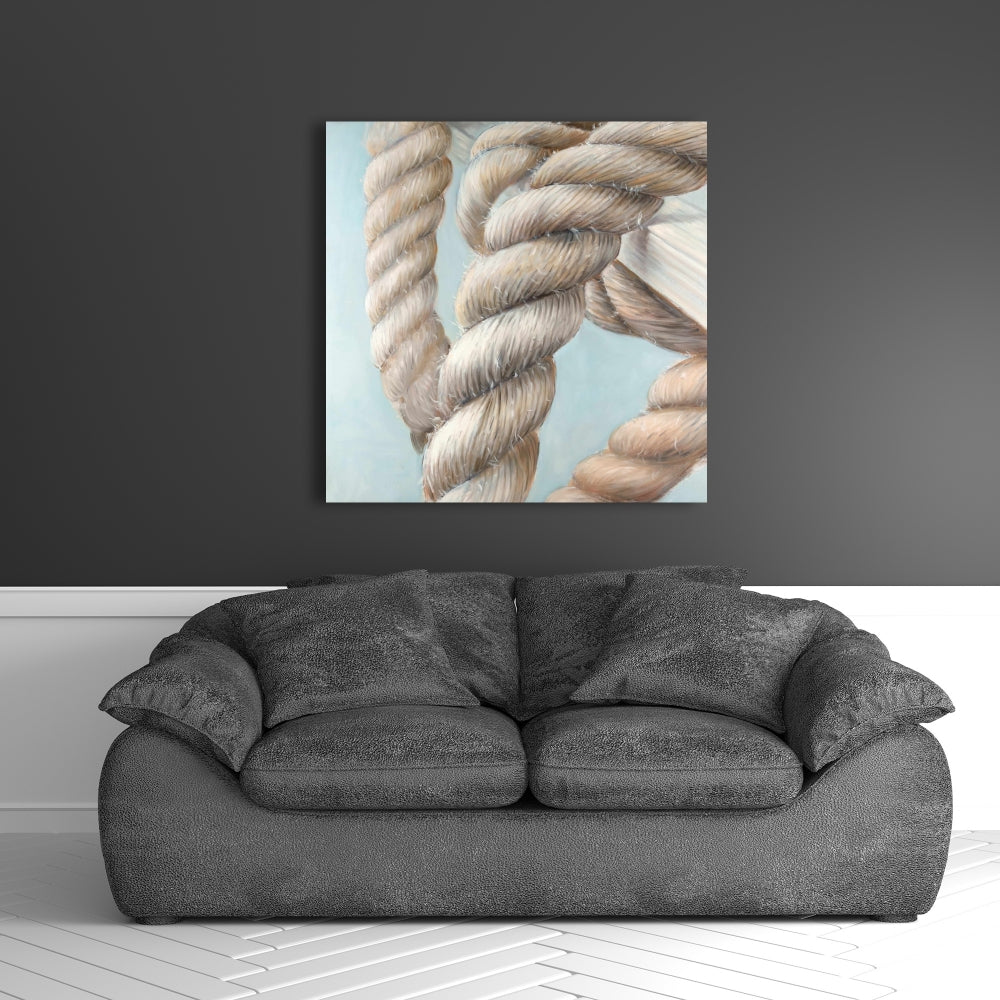 Boat Rope Knot Canvas - Brown Bedroom Wall Art Decor