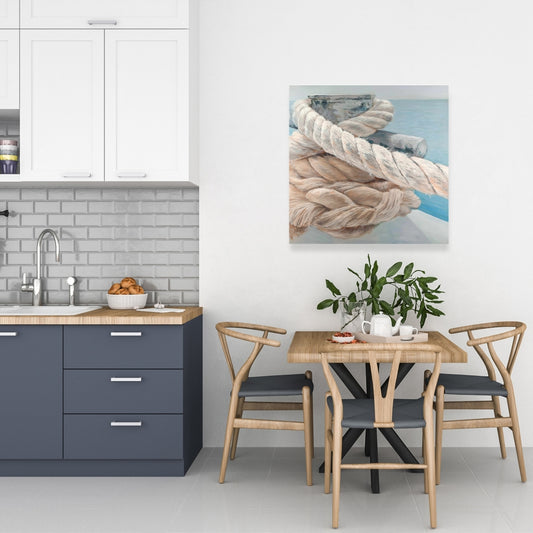 Toile côtière pour chambre marine | Gros plan sur les cordes d'arrimage