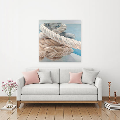 Toile côtière pour chambre marine | Gros plan sur les cordes d'arrimage