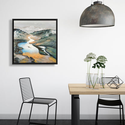 Toile Paysage contemporain bleu | Décoration d'intérieur encadrée