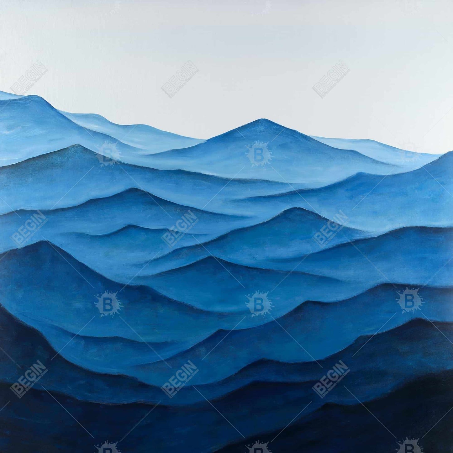 Toile « Vagues océaniques sombres et calmes » | Décoration côtière bleue