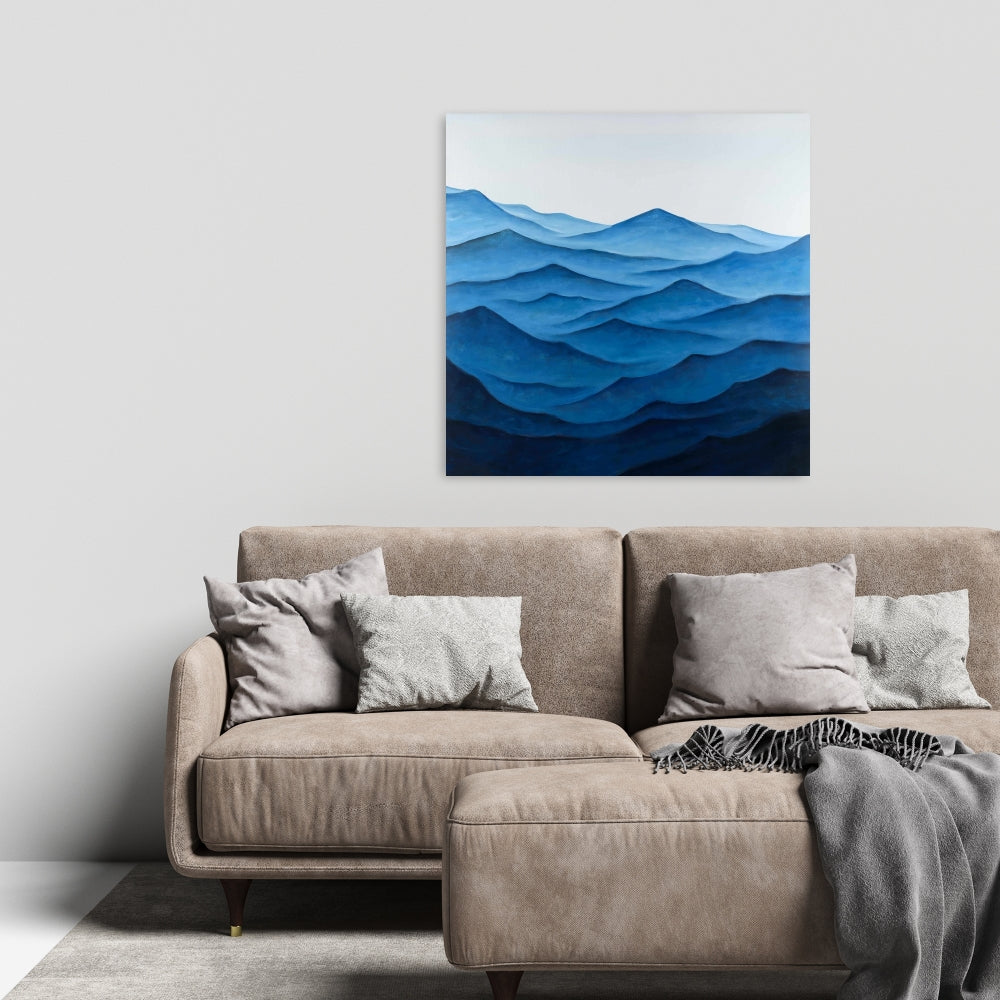 Dark Calm Ocean Waves Canvas | Coastal Marine Bedroom Decor