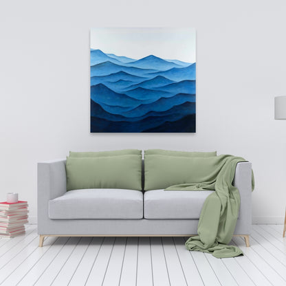 Dark Calm Ocean Waves Canvas | Coastal Marine Bedroom Decor