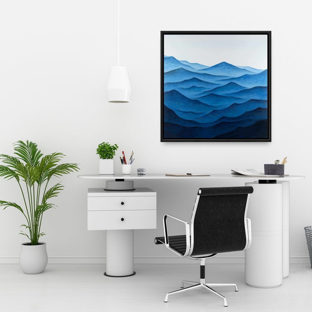 Toile « Vagues océaniques sombres et calmes » | Décoration côtière bleue