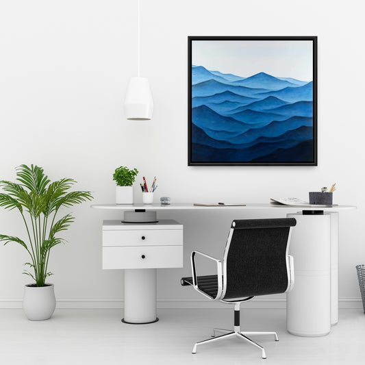 Dark Calm Ocean Waves Canvas | Coastal Blue Sea Decor